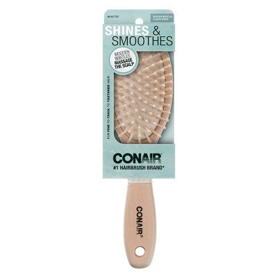 Conair Classic Wood Wooden Bristle Cushion Hair Brush - New