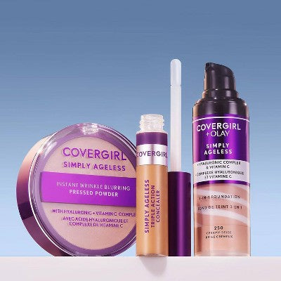 COVERGIRL + Olay Simply Ageless 3-in-1 Liquid Foundation with Hyaluronic Complex + Vitamin C 220 Creamy Natural 1 fl oz - Imperfect Container