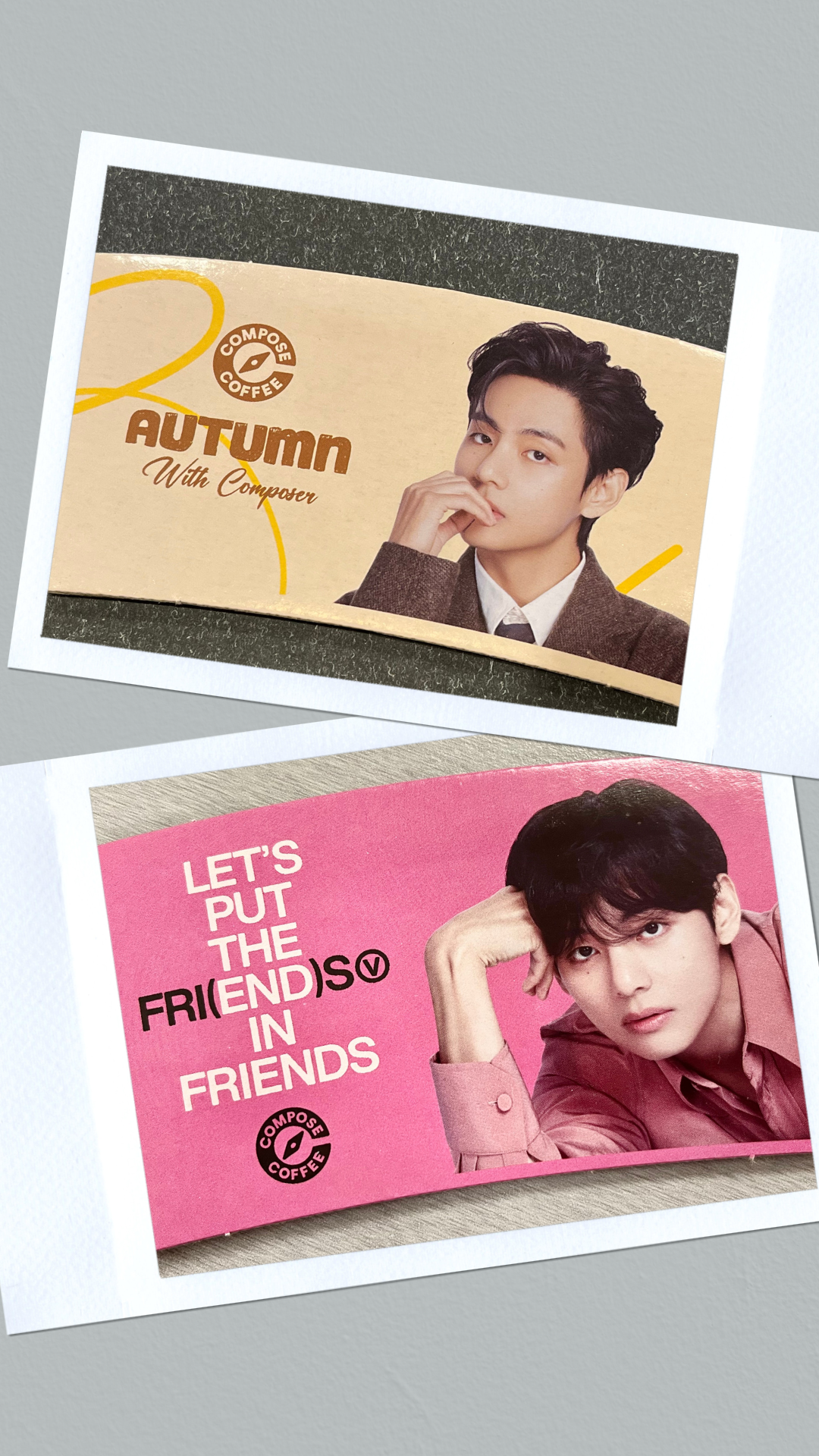 BTS V - Compose Coffee Paper Cup Sleeve (Autumn Edition + FRI(END)S Pink Edition)