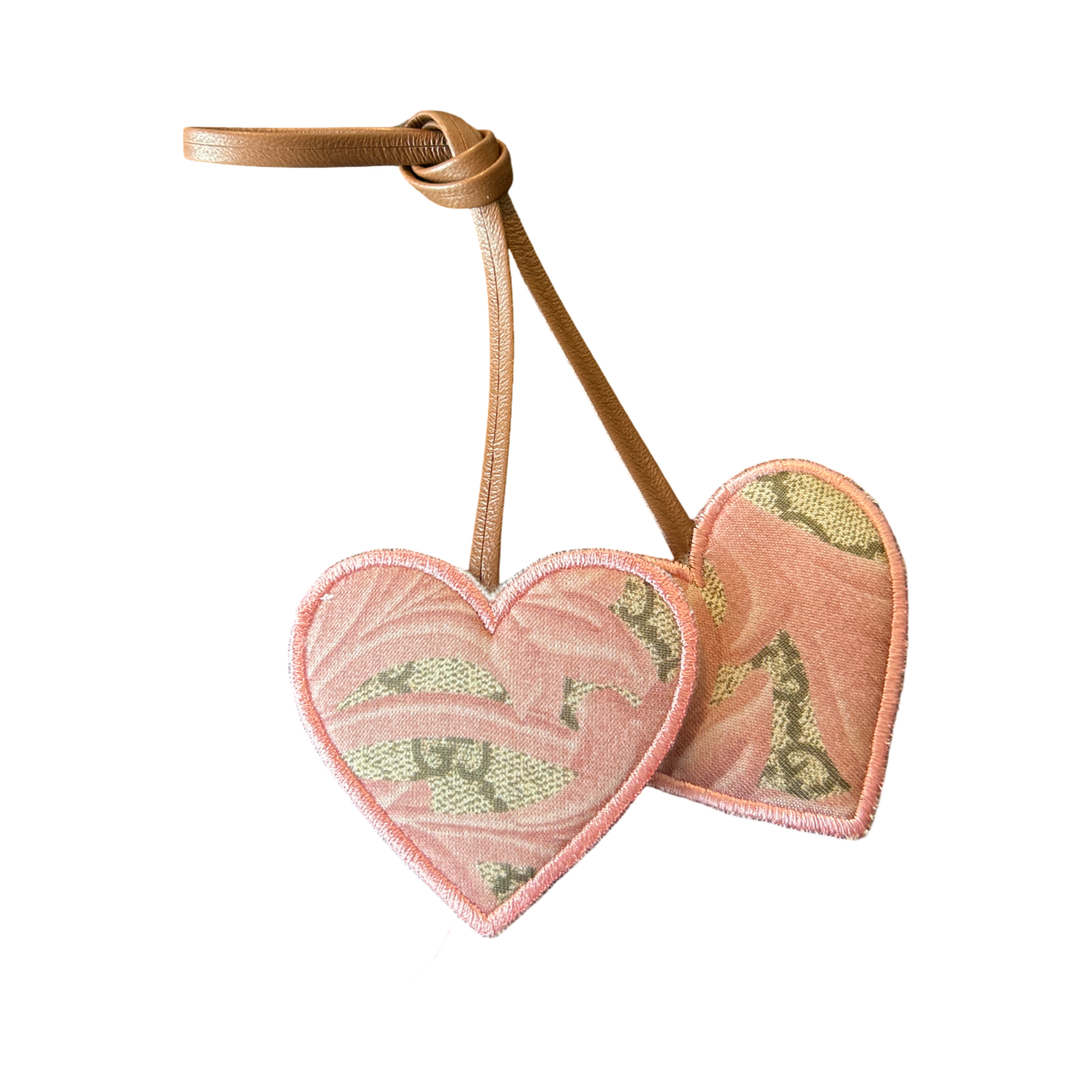 GG Logo Arabesque Pink Scarf Double Heart Bag Charm
