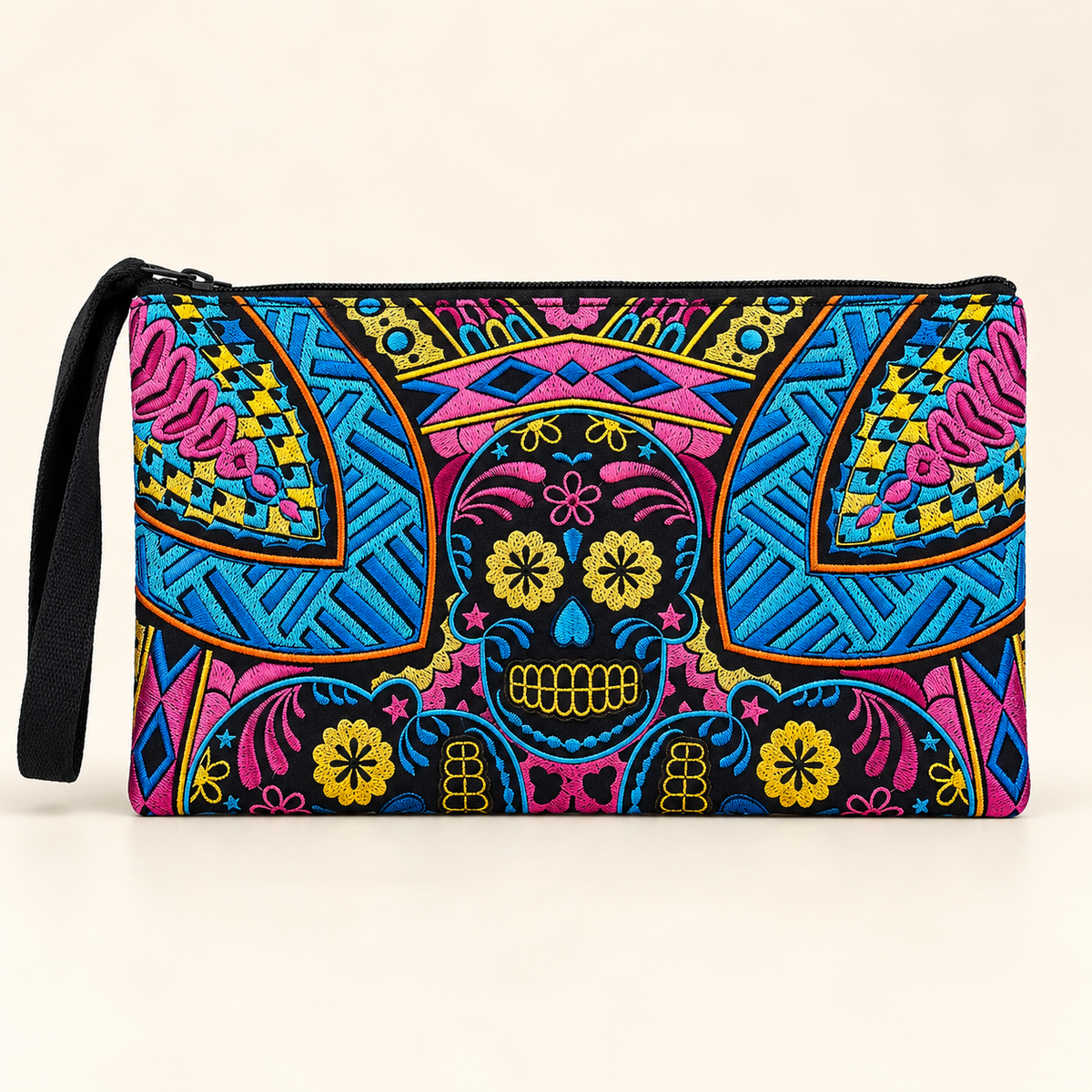 Culturas Embroidered Sugar Skull Wristlet - Thailand