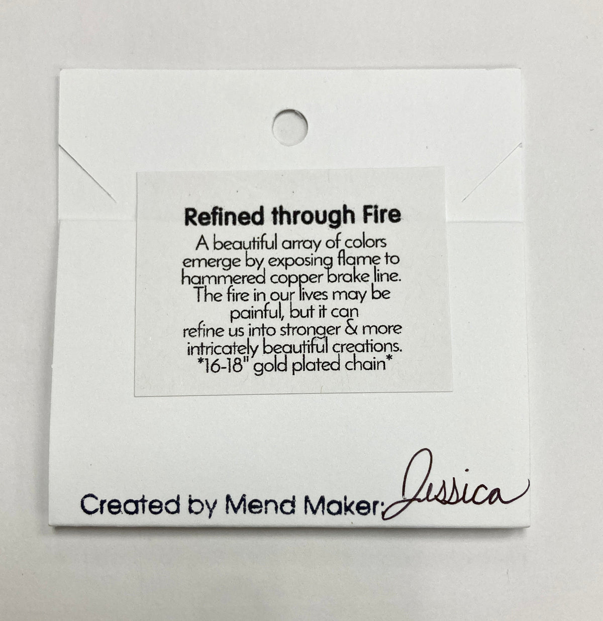 Refined Through Fire Necklace | Repurposed Automotive Copper Brake Line | Gold Plated Chain