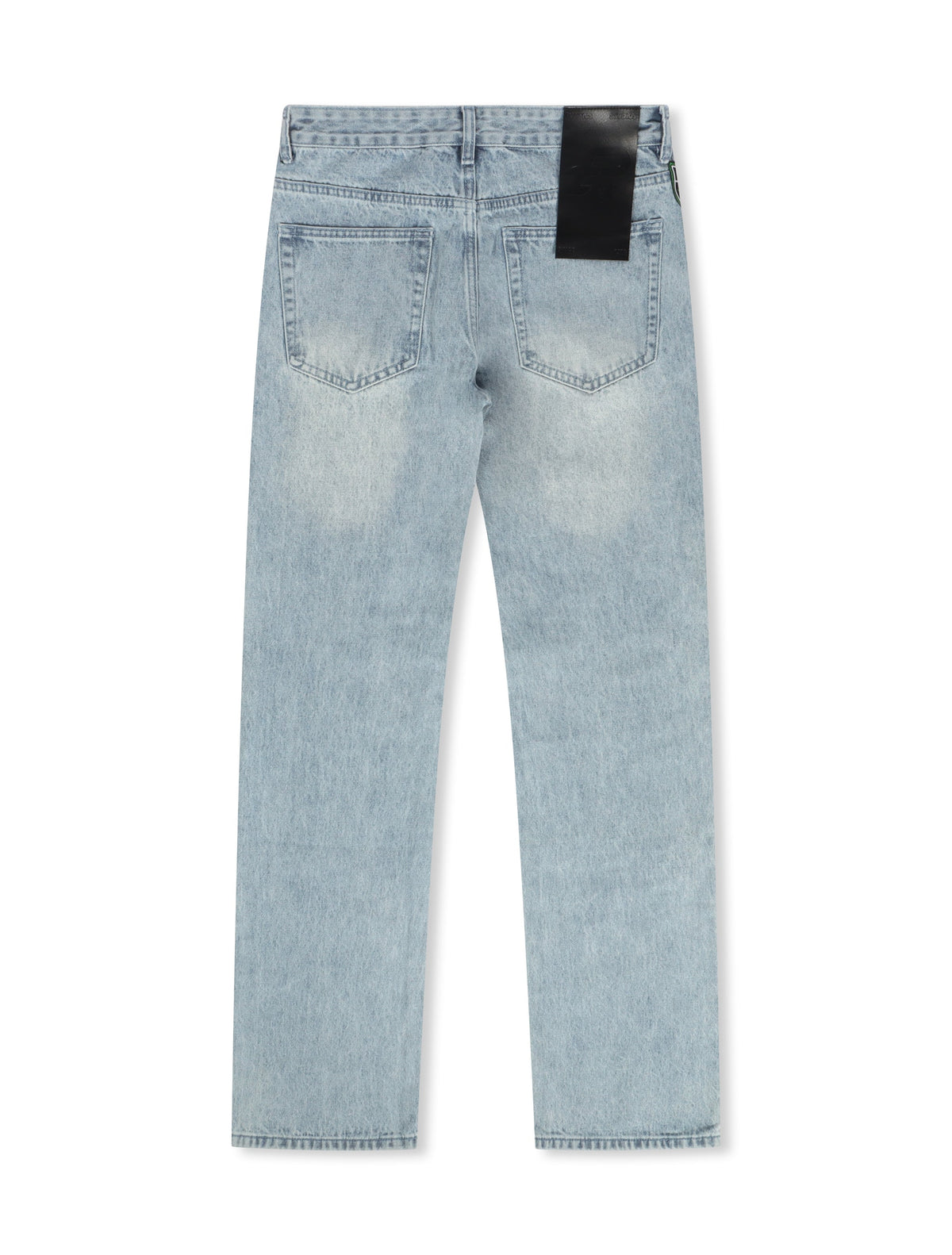 Politics Patch Straight Leg Jean - Blue Wash