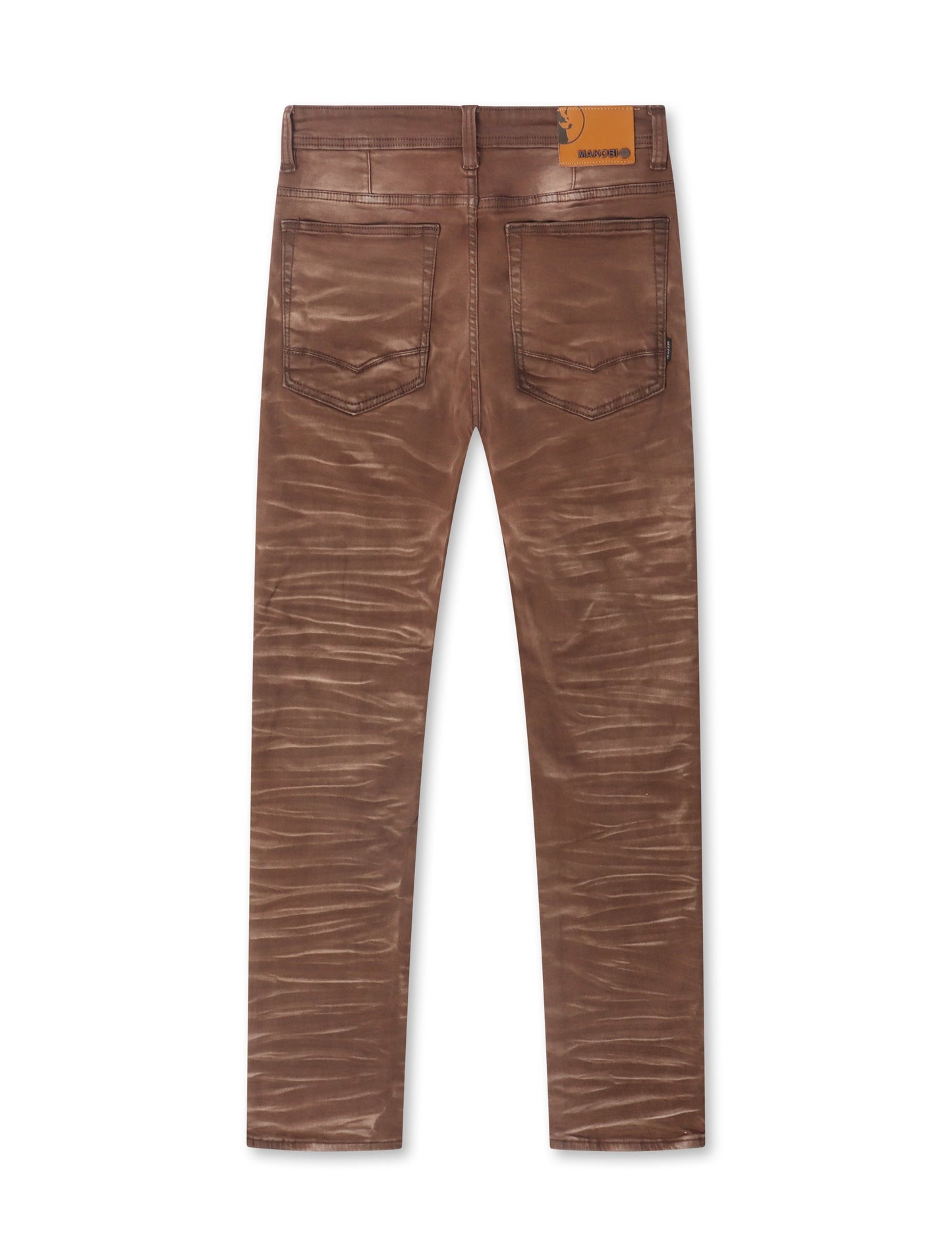 Makobi Distressed Straight Leg Jeans β Brown