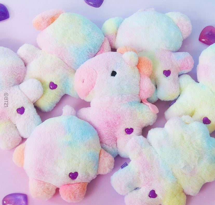 BTS x BT21 Baby Rainbow Flat Fur Standing Doll (Official)