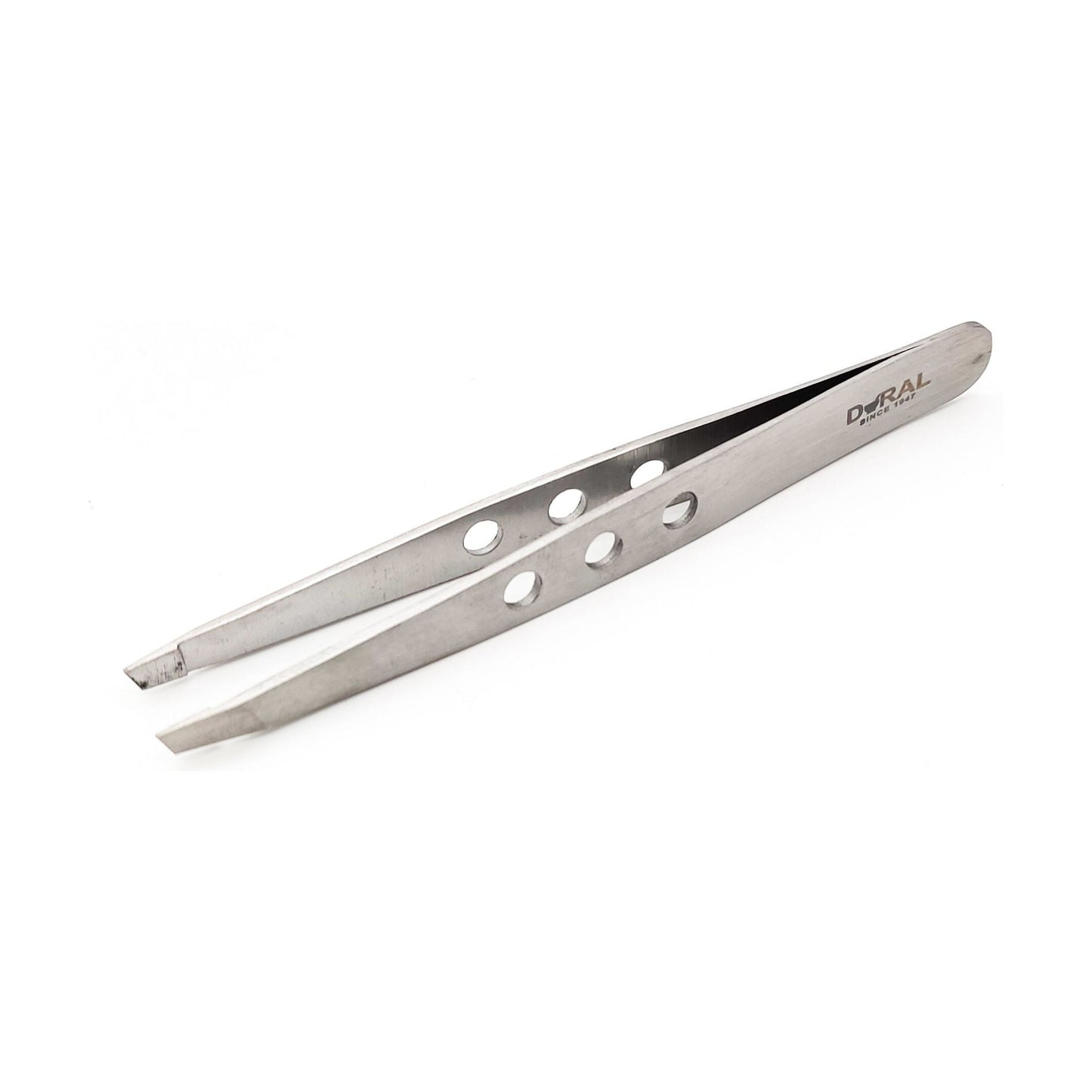 Dural Slant Tweezer Classic Triple Dots Silver