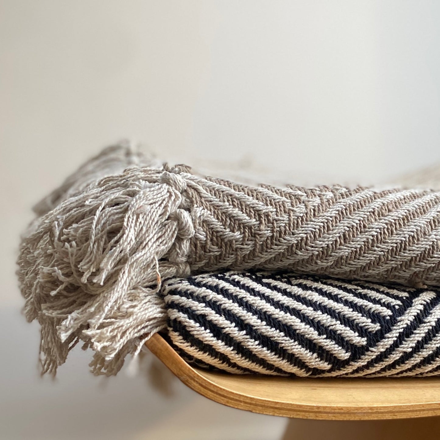 Big Herringbone Knit Cotton Throw Blanket