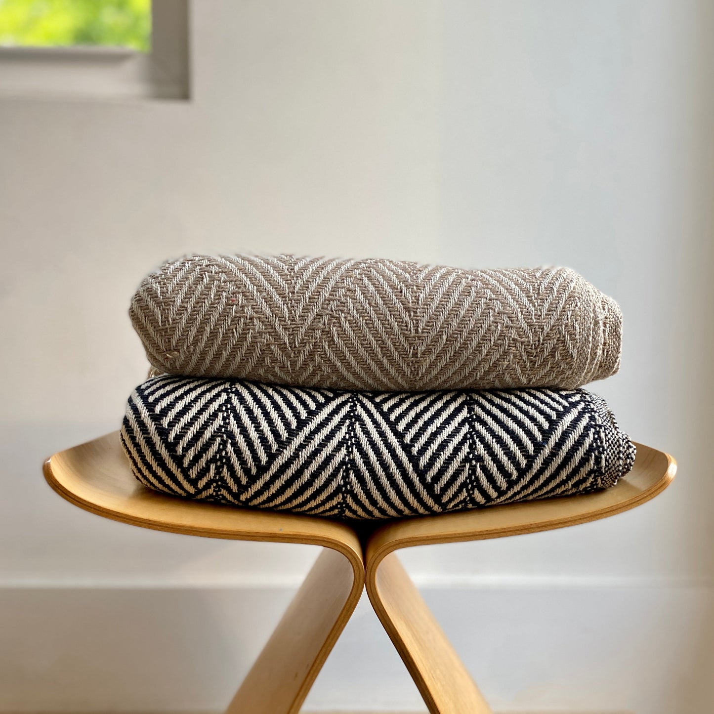 Big Herringbone Knit Cotton Throw Blanket