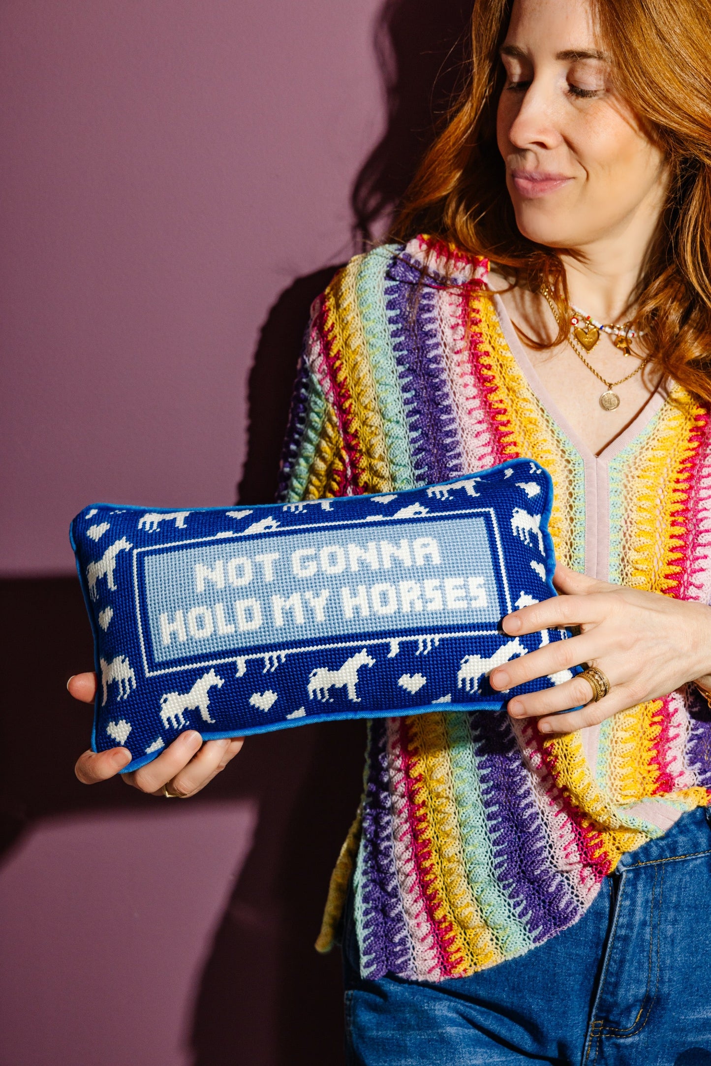 Hold My Horses Needlepoint Pillow - Osadia Concept Store