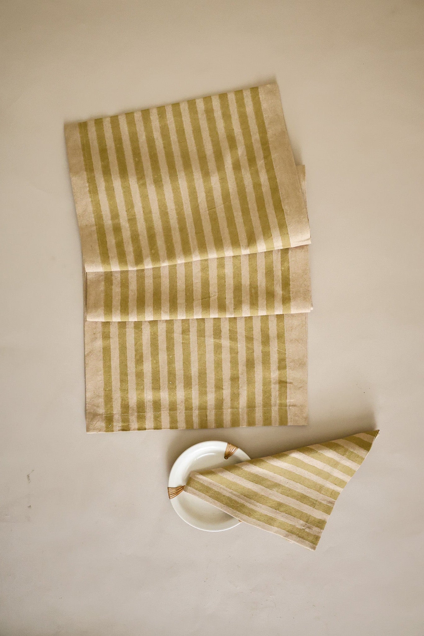 Oh! Stripes (Lime) Block Print Napkin