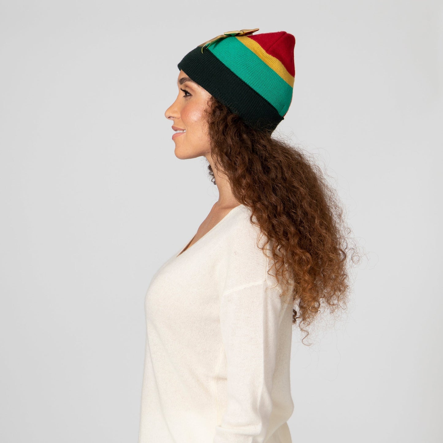 Women's Gift Wrap Holiday Beanie with Bow