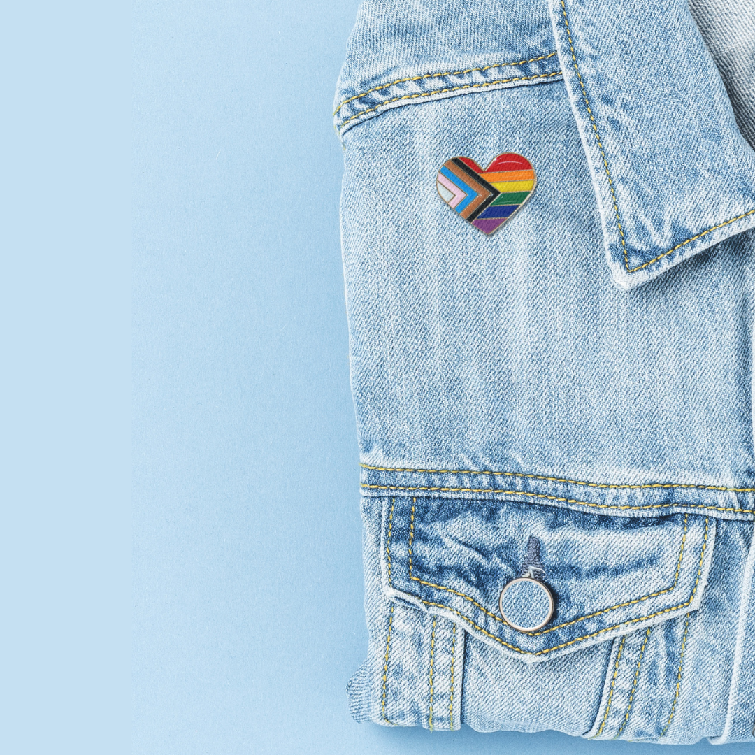 LGBTQ Progress Pride Heart Shaped Enamel Pin