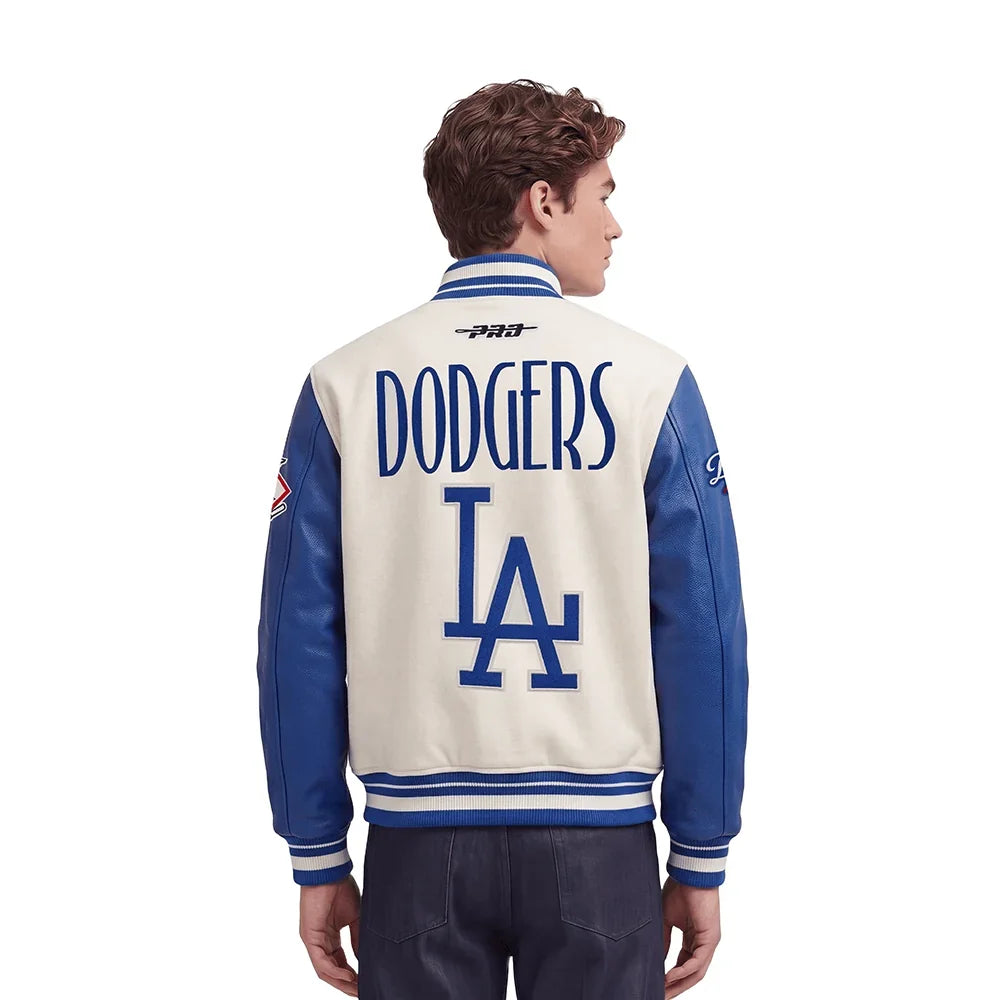 Pro Standard LA Dodgers Original Players Varsity Jacket - Eggshell