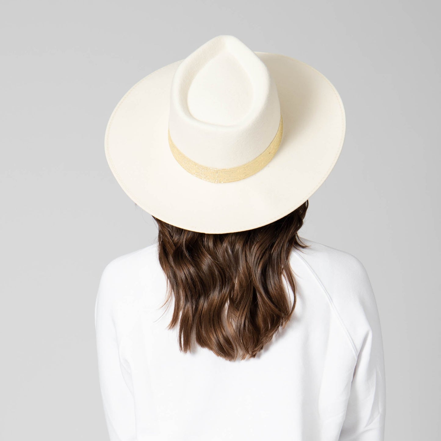 Love At First Sight- Women's Wool Felt Fedora Gold Jacquard Band