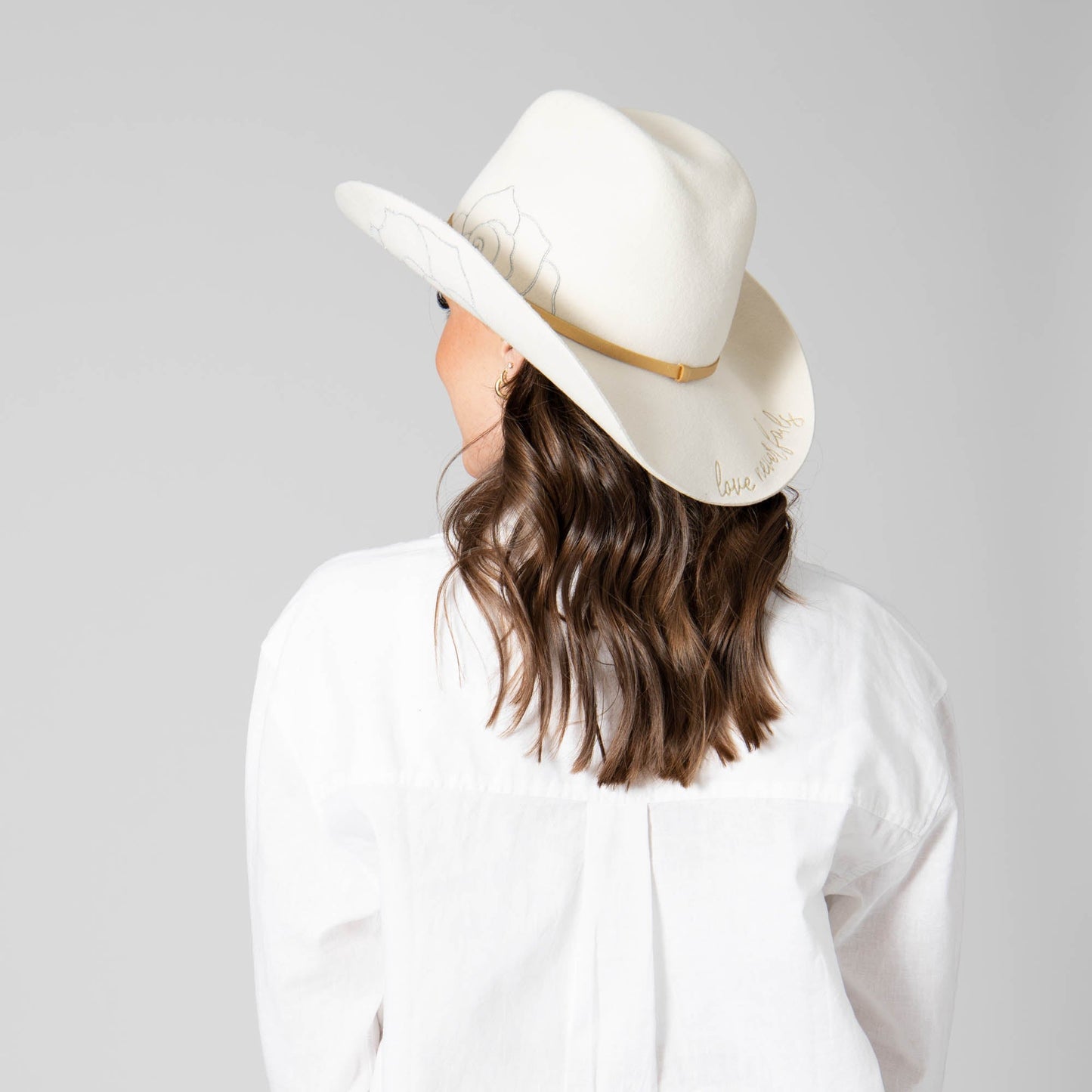 Love Never Fails - Women's Felt Cowboy with Embroidered Rose
