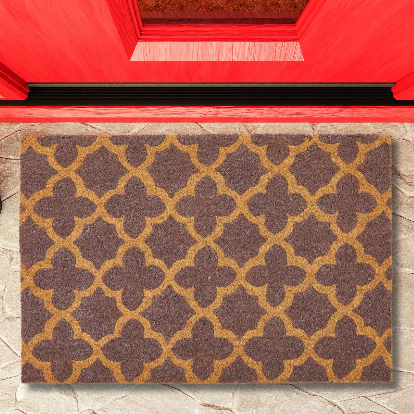 Lavender Print Coir Fiber Doormat | Outdoor Patio Rug | 24" X 17"