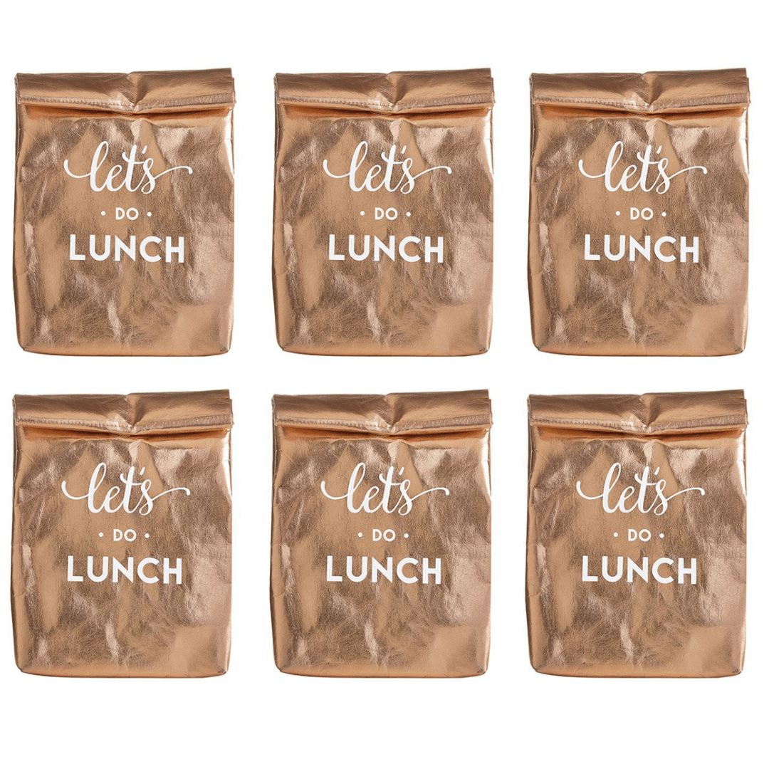 Let's Do Lunch Washable Paper Insulated Bag in Rose Gold | Pack of 6