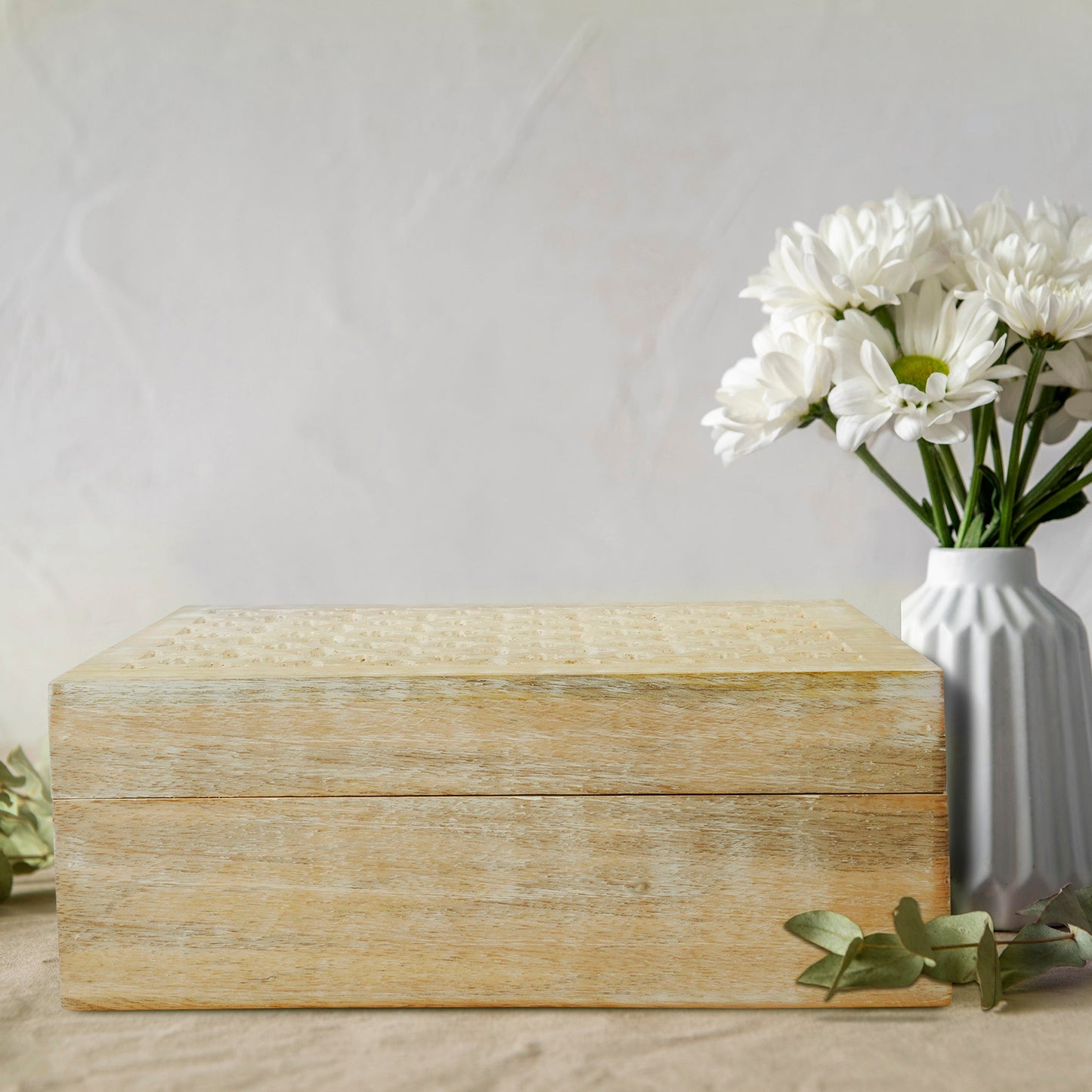 Trellis Wooden Handmade Boxes in Whitewash (Medium)