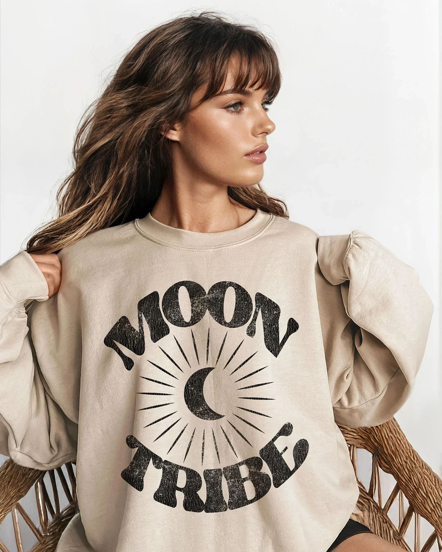 Lunar Essence Fleece Crew – Moon Tribe Graphic Sweatshirt - Osadia Concept Store