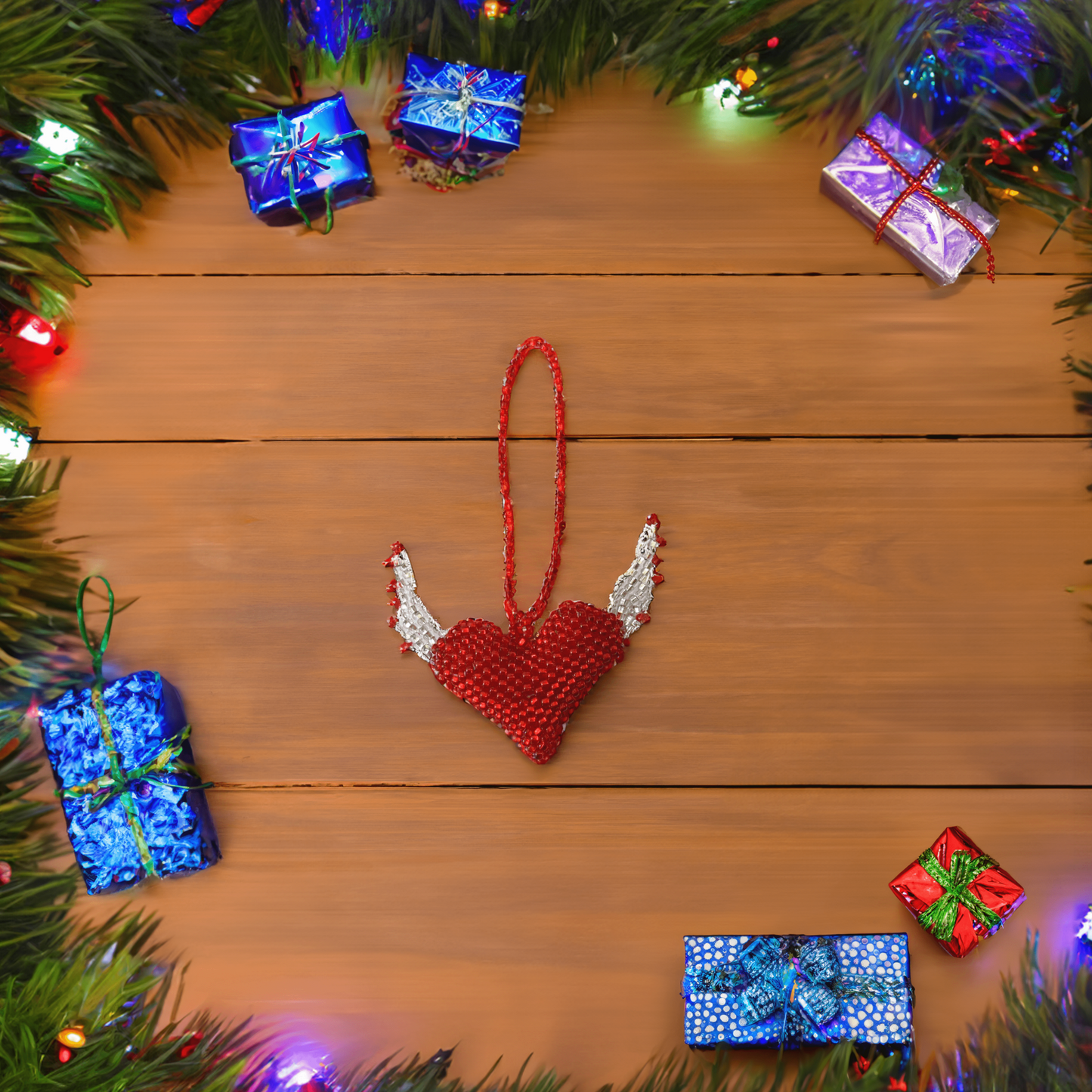 Flying Heart Seed Bead Artisan Made Ornament - Guatemala - Osadia Concept Store