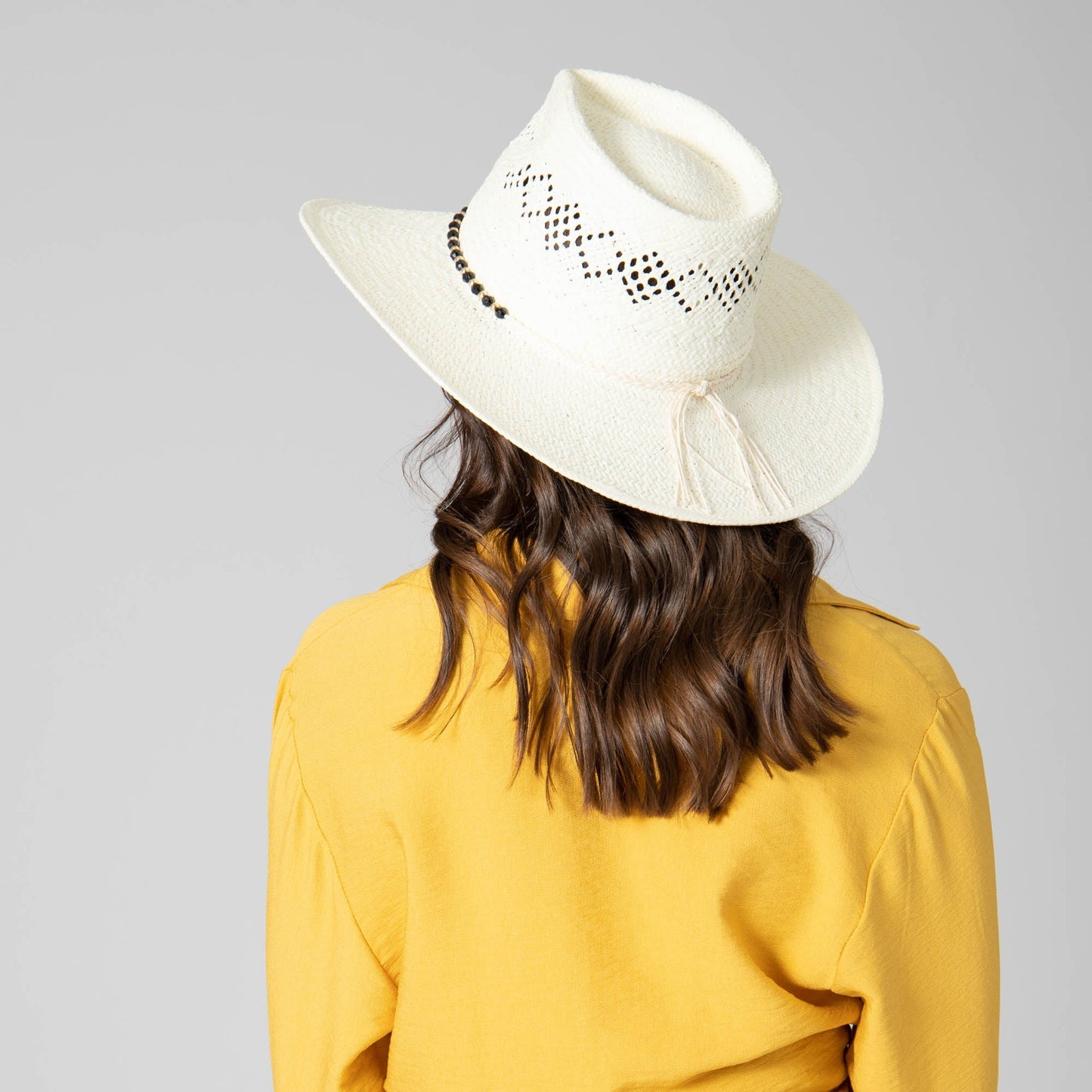 Anytime - Woven Paper Fedora With Beaded Band