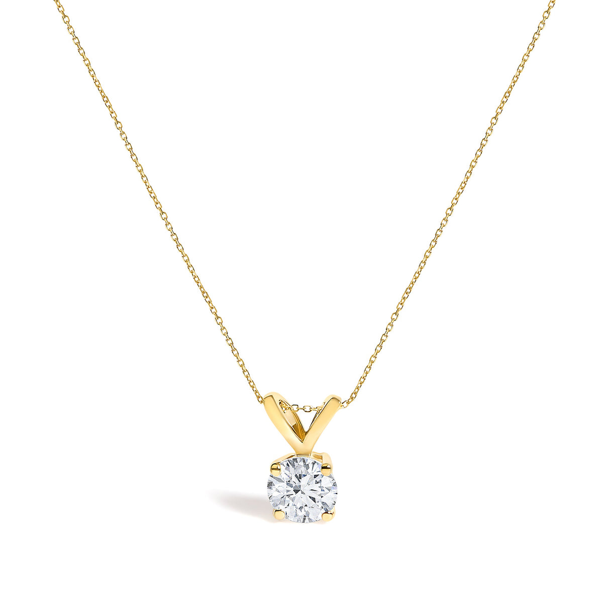 14K White Gold 1.00 Cttw Lab Grown Diamond Round Solitaire Pendant Necklace