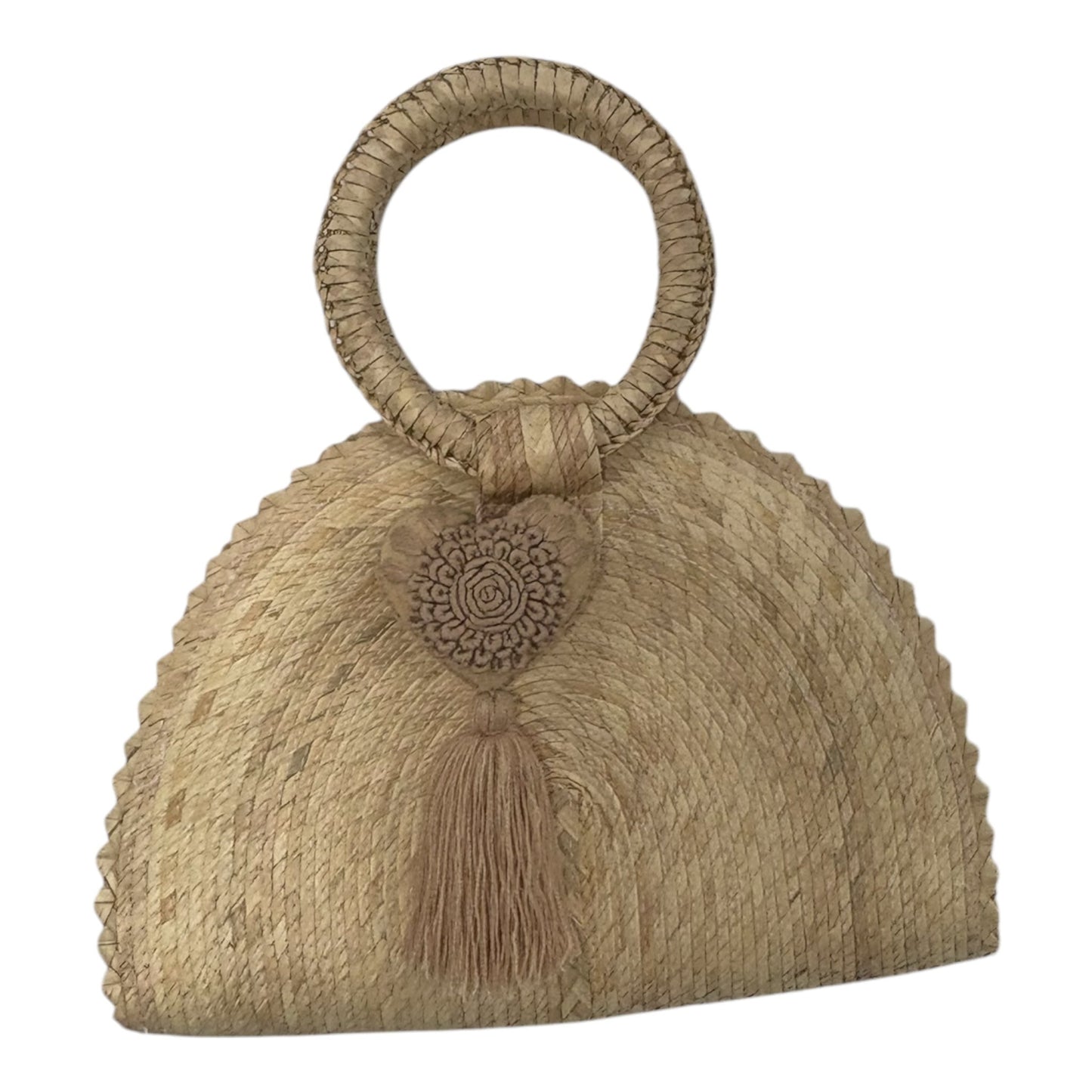 Hand Woven Crescent Purse with Pompon