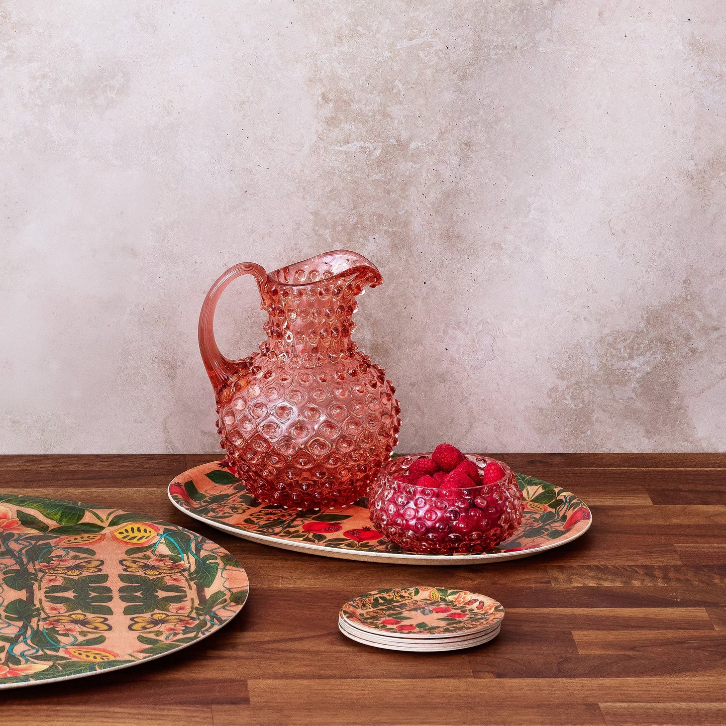 Pomegranate Migration Birchwood Decorative Tray - Oval