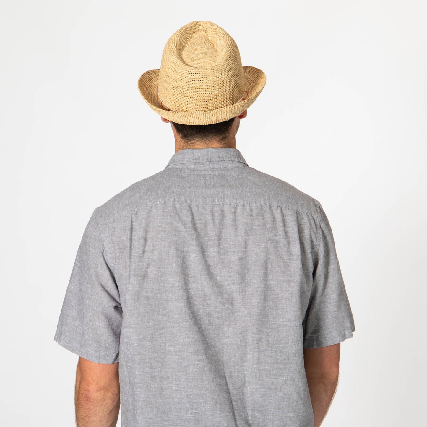 Men's Crochet Raffia Stingy Brim Fedora
