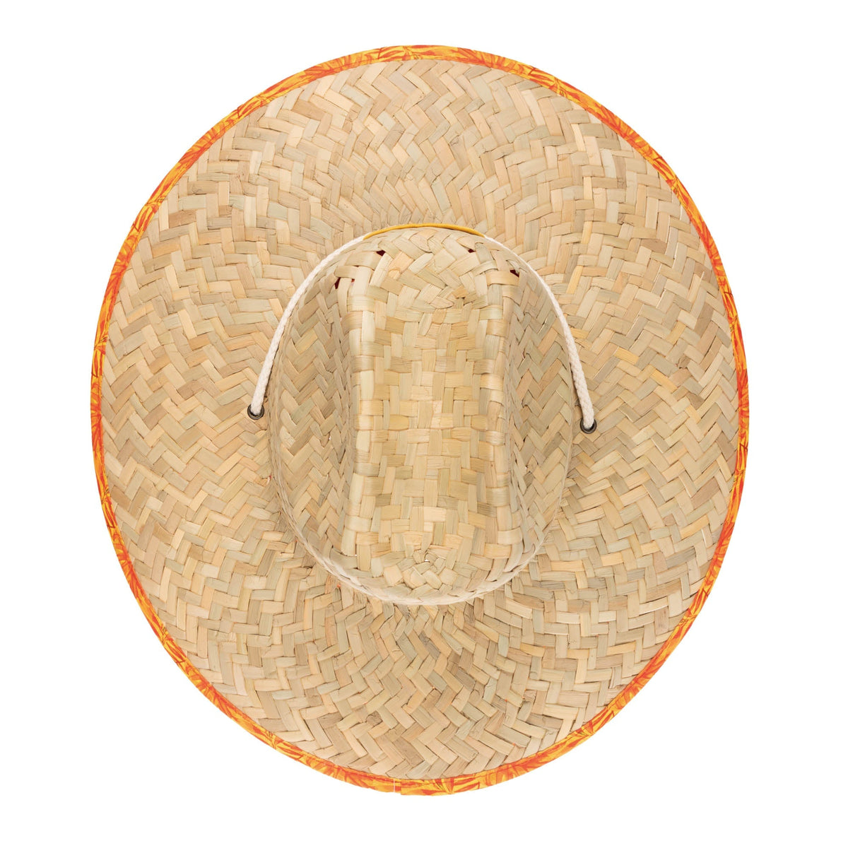 Mens Straw Lifeguard with Tropical Printed Under-brim