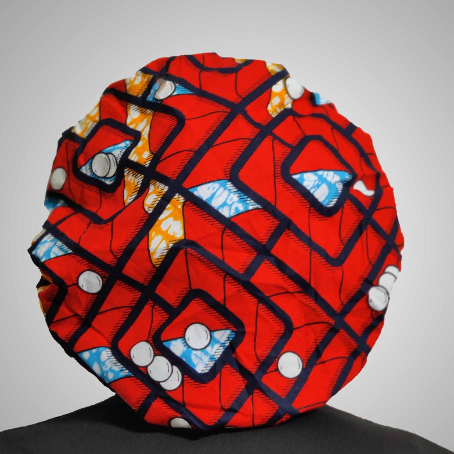 Kente Bonnet & Face Mask (Red/Blue)