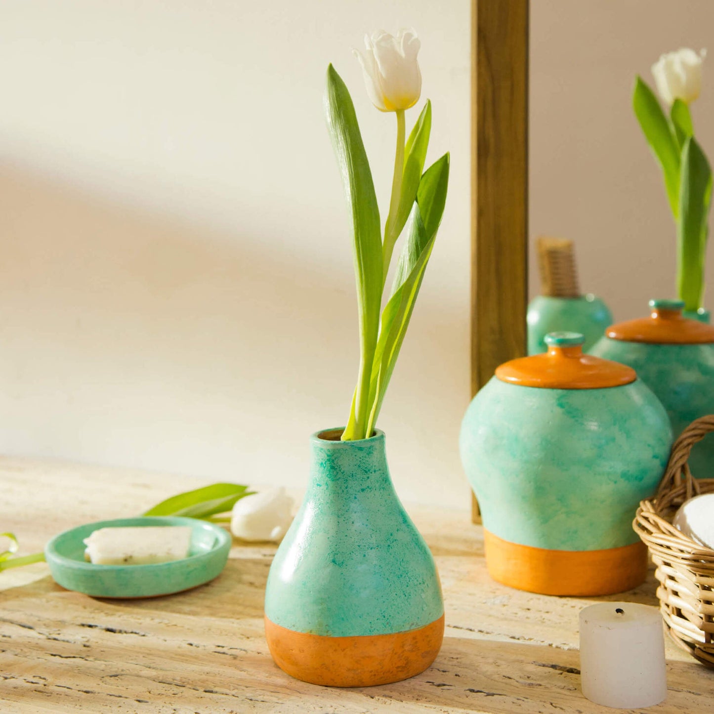 Washed Verdigris Bud Vase