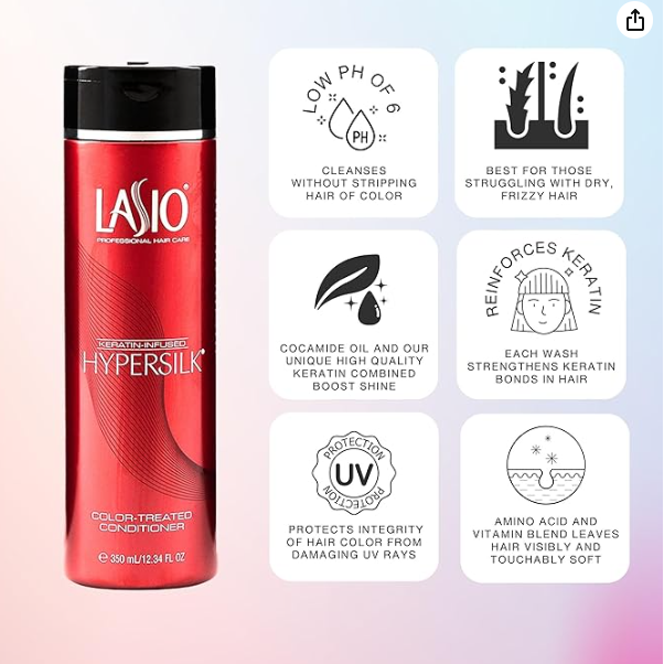 Lasio Keratin-Infused Hypersilk Color Treated Conditioner 12.34 Oz