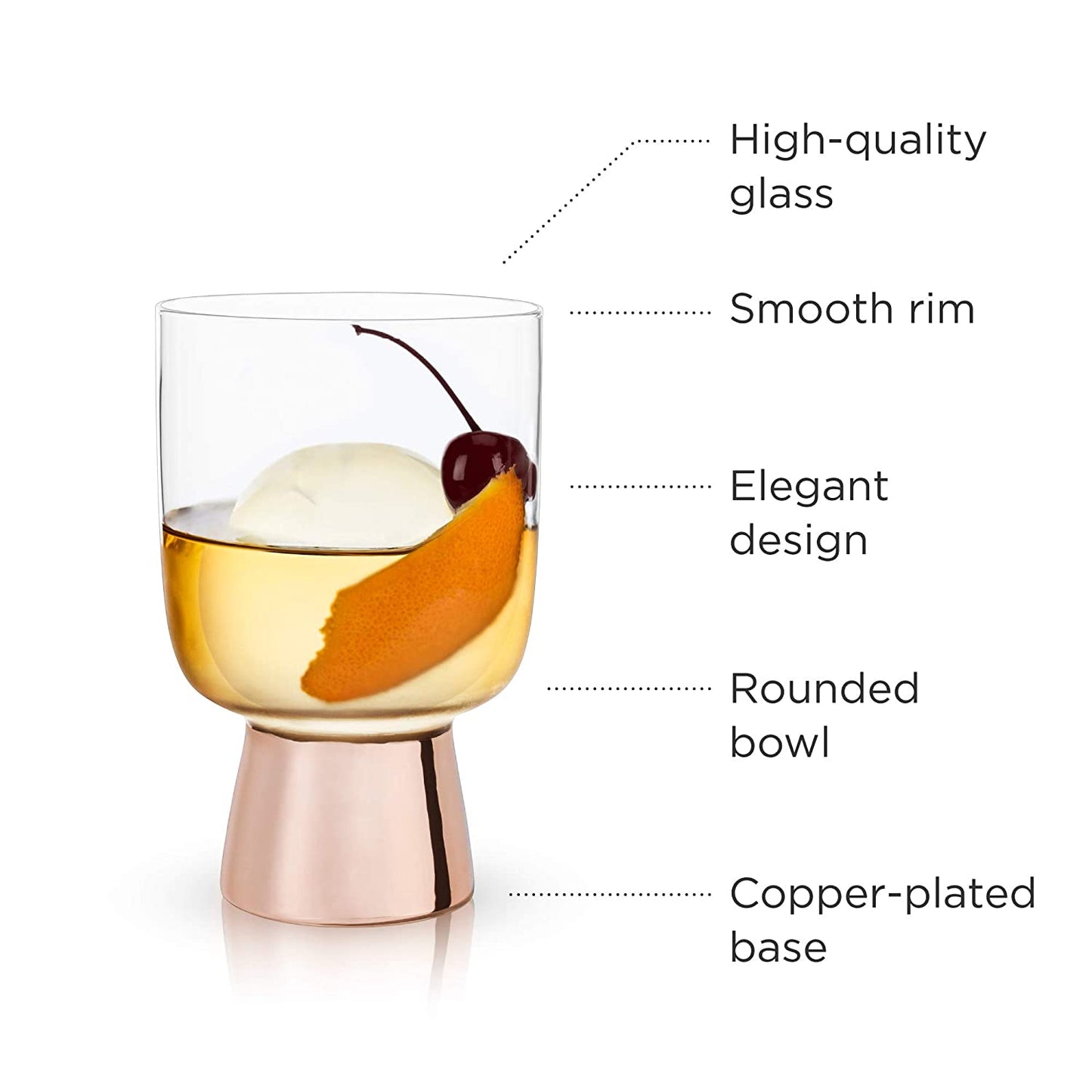 SET OF 12: Raye Copper Footed Cocktail Tumblers in Gift Box