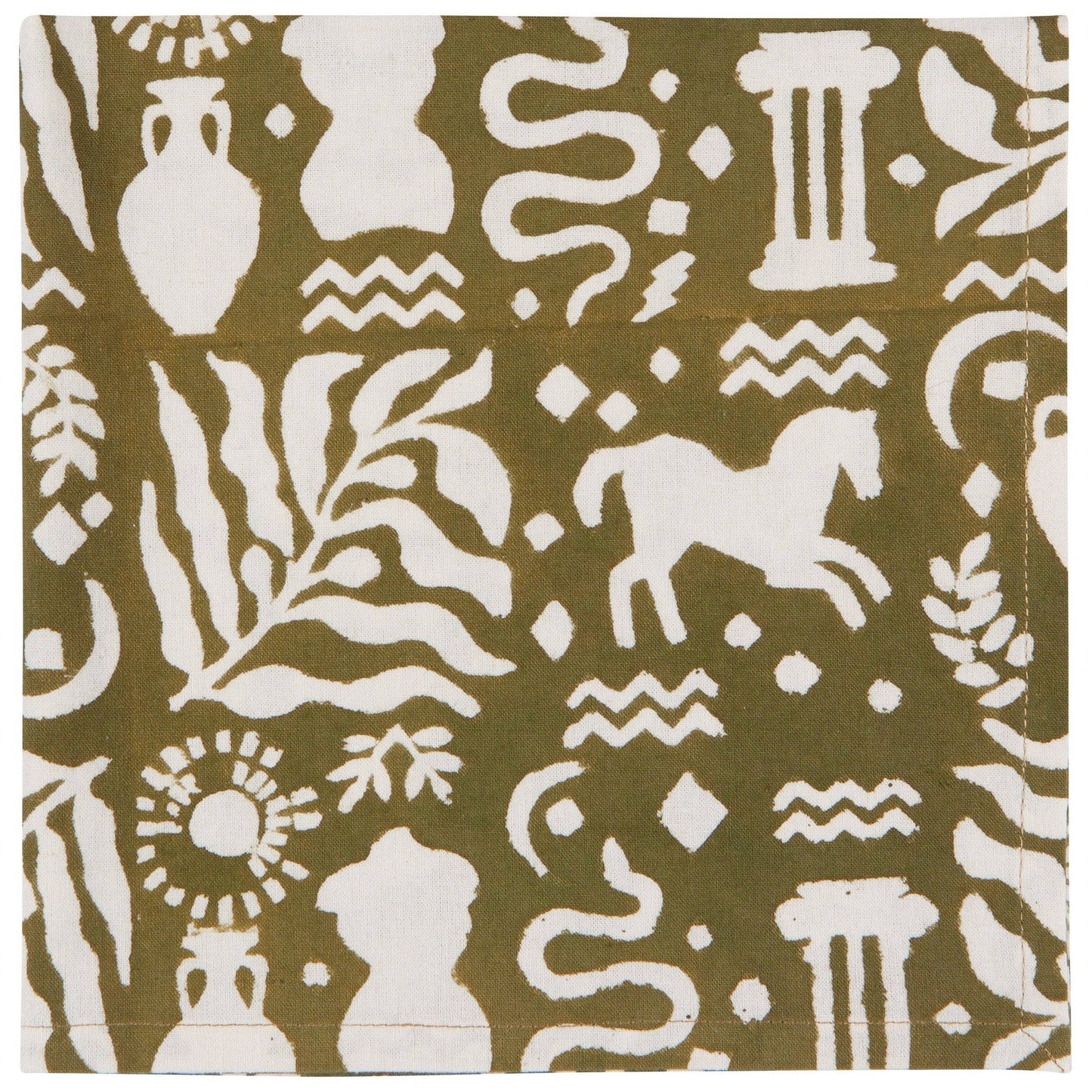 Set of 4 Olympus Block Print Napkins | Table Dinner Cloth Napkin | 18" x 18"