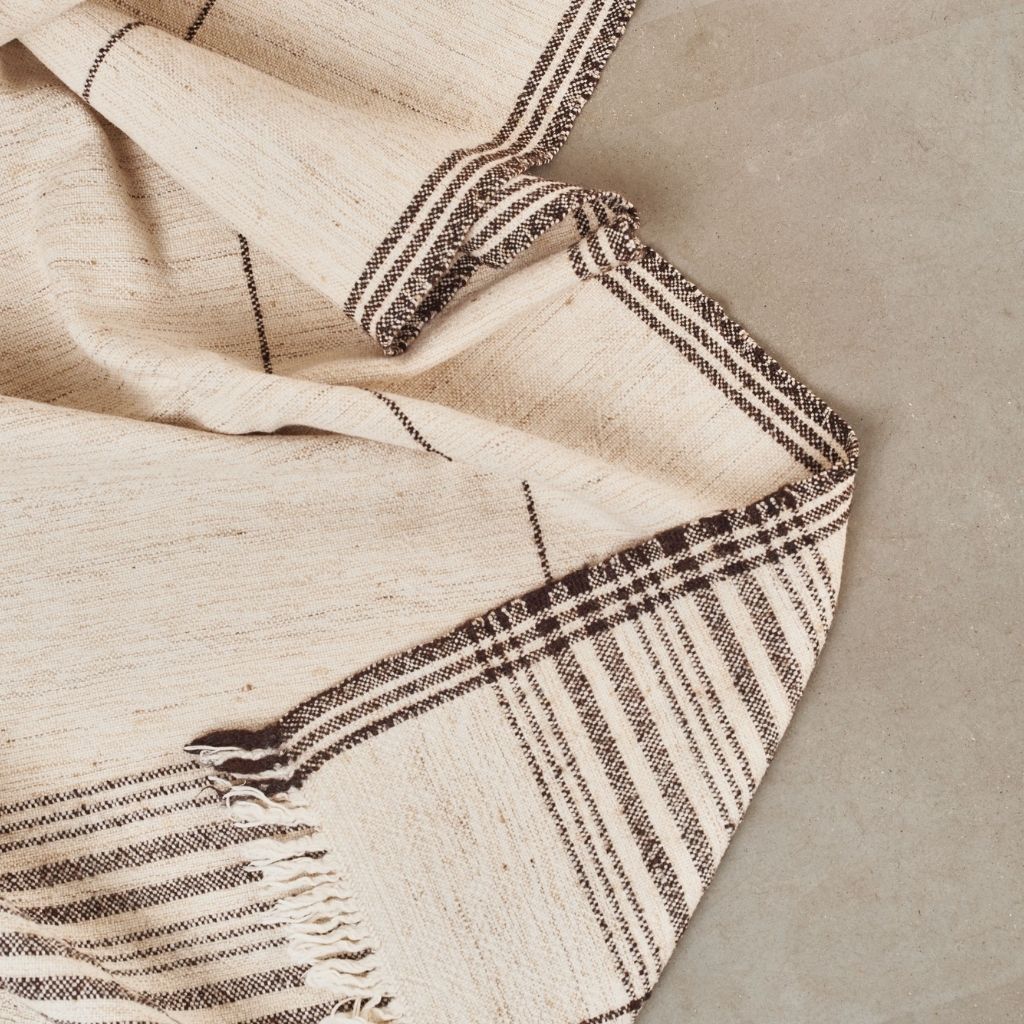 Seytu White Striped Gently Textured Handloom Throw