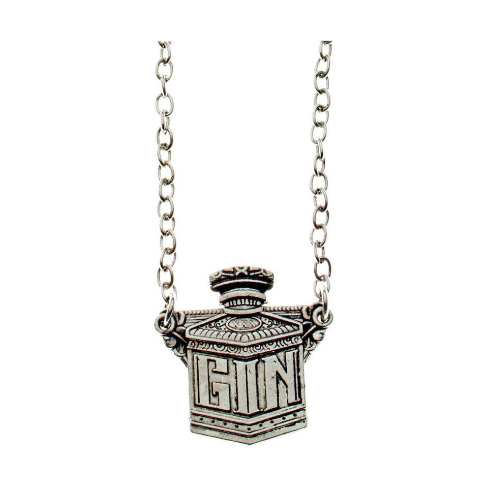 Sourpuss Gin Decanter Necklace | Retro Barware Inspired Jewelry for Cocktail Lovers