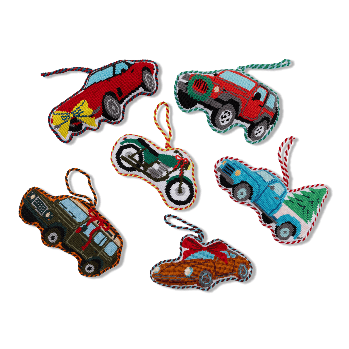 Needlepoint Icon Ornament - Motorcycle