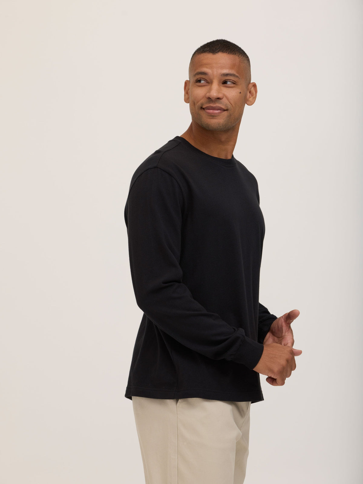 Bowery Essential Cotton Jersey Relaxed Fit Long Sleeve Tee