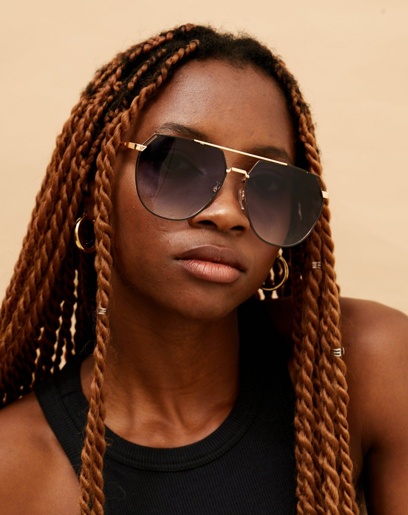 Farrah - Midnight Square Aviator Sunglasses