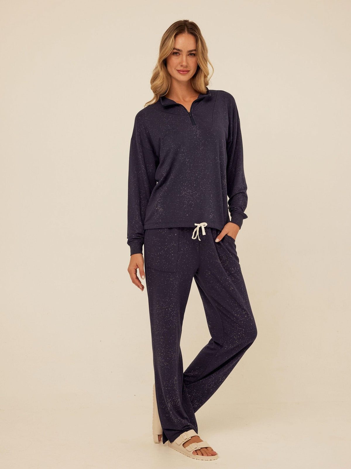 Nyla Spray Wash Modal Terry Half-Zip Pullover