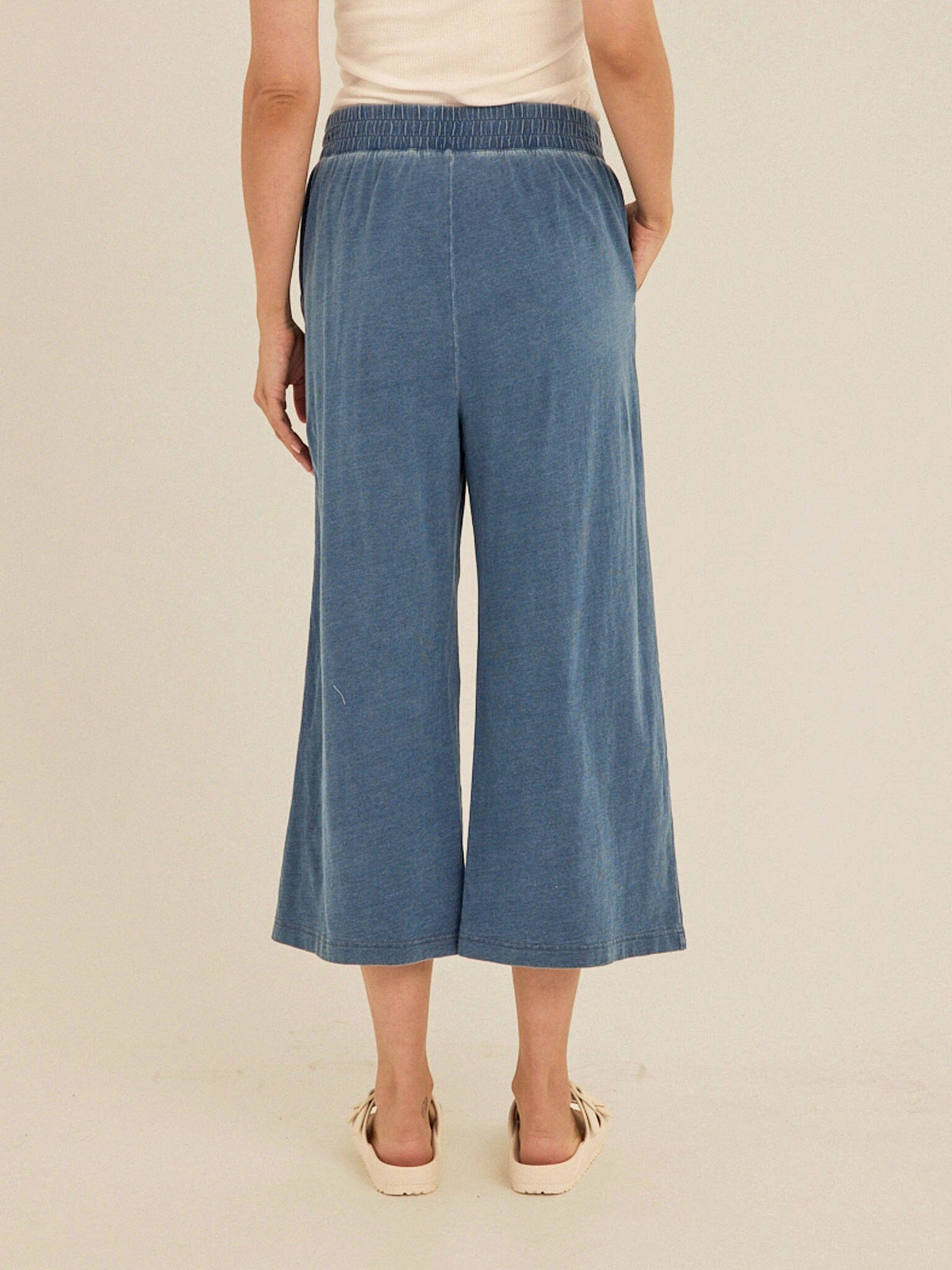 Ivanna Indigo Jersey Wide Leg Capri Pant