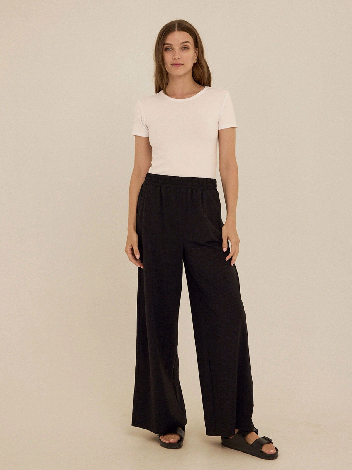 Phaedra Stretch Seersucker Wide Leg Pant