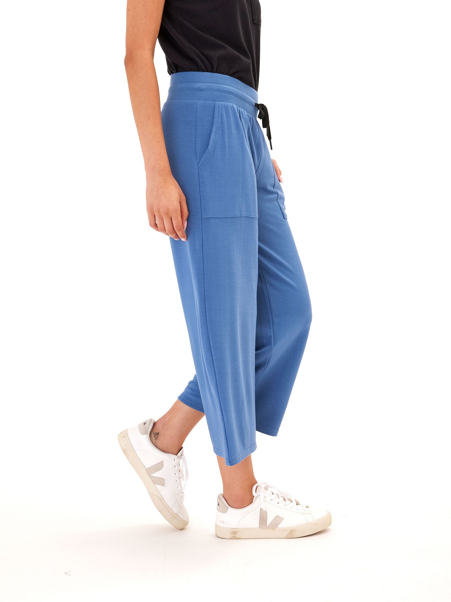 Carrie Feather Fleece Wide Leg Crop Pant 22"