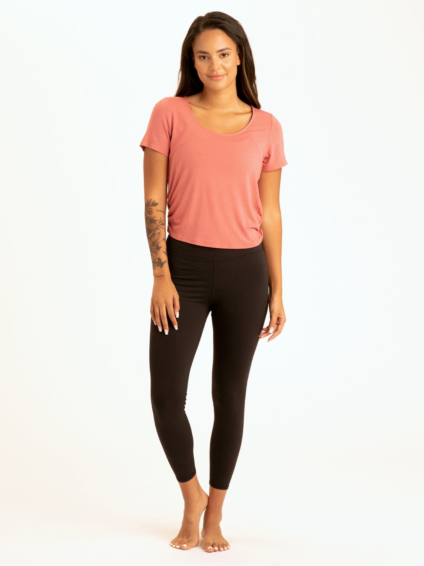 Deena Ruched Shirttail Cropped Tee