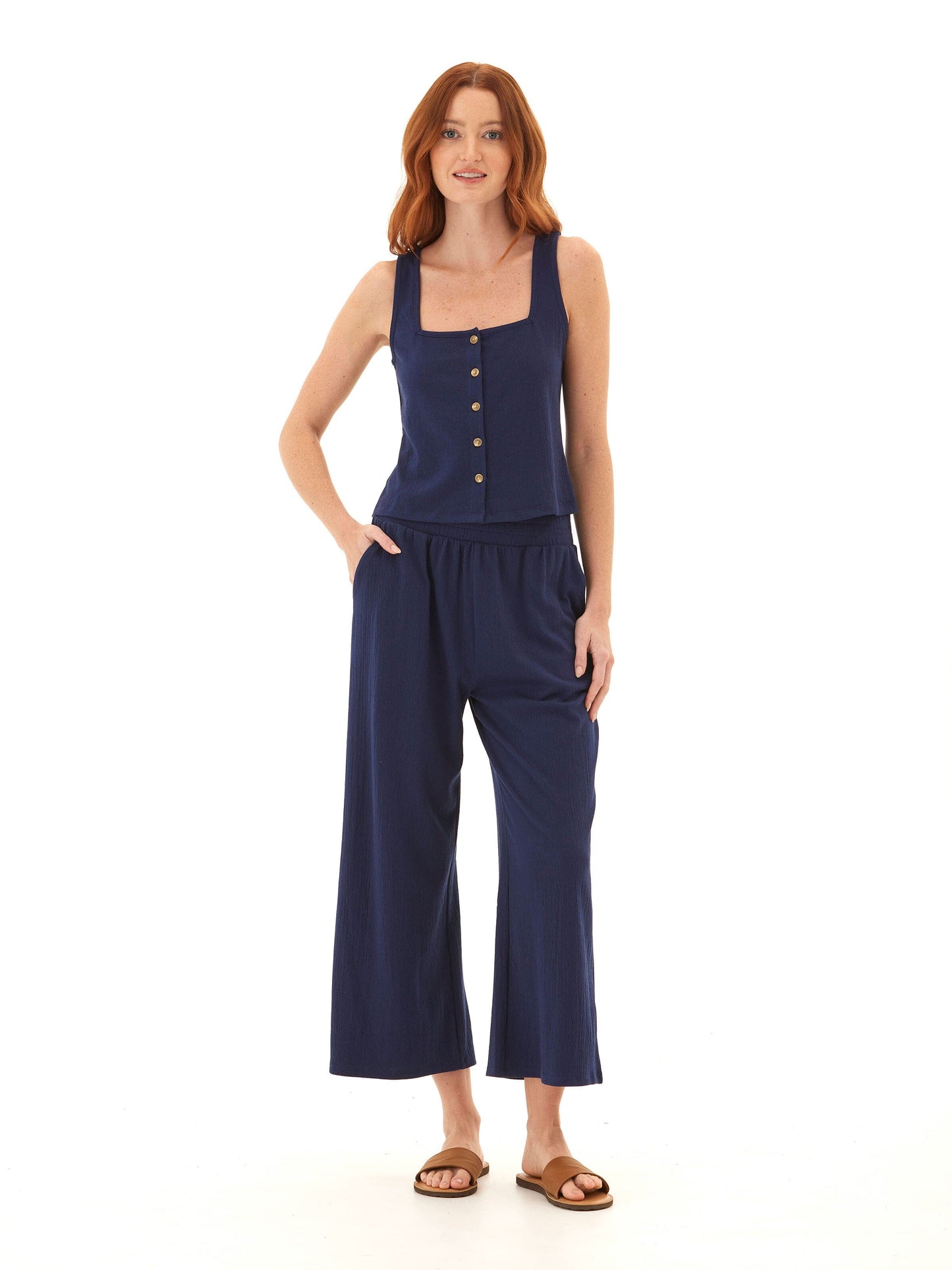 Jamila Smocked Jersey Tank