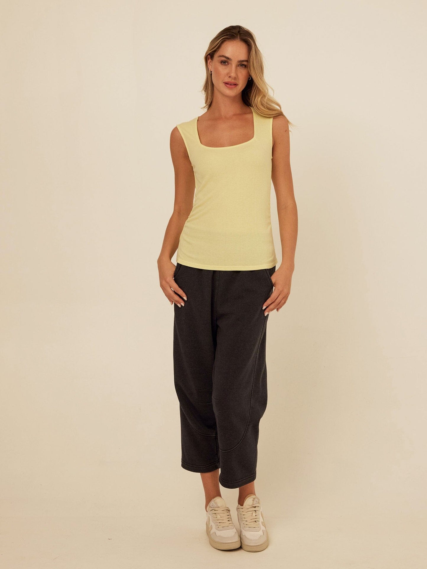 Brynlee Feather Rib Ruched Top