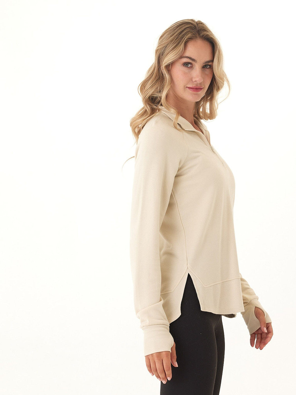 Kenzie Feather Fleece Quarter Zip Raglan Pullover