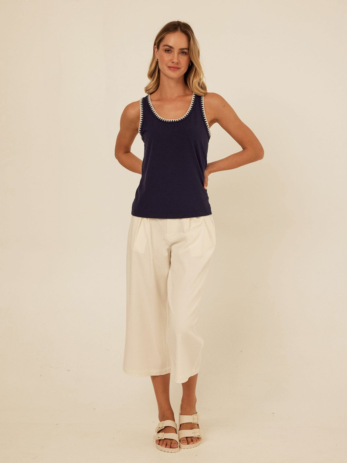 Genevieve Novelty Stitch Eco Jersey Tank