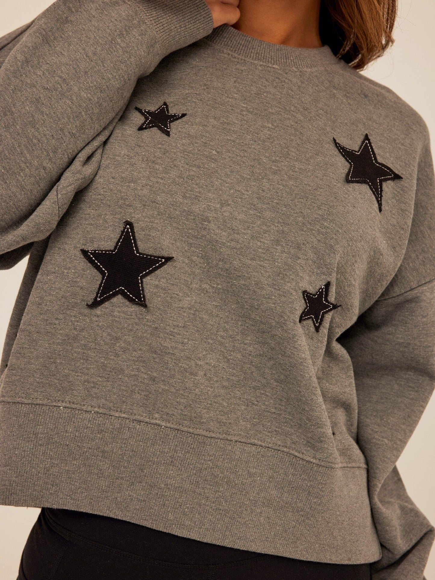 Naia Cotton Blend Terry Patchwork Pullover